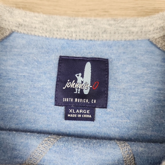 Johnnie O Sweatshirt Mens XL Gray Pullover Crew Neck Striped Logo - Picture 4 of 6